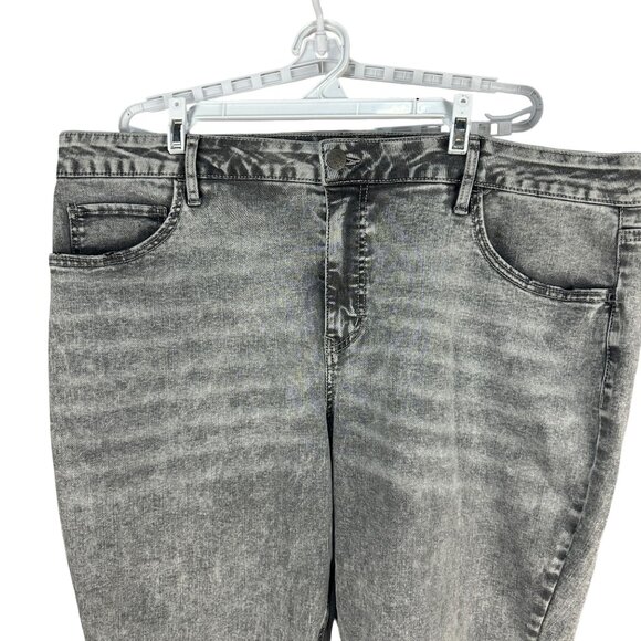 Ava & Viv Womens Plus Size 22W Gray Fringe Hem Stretch Jeans High Rise Denim - Picture 3 of 6